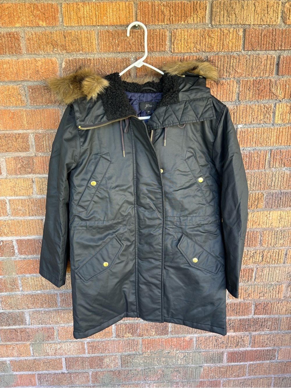 J. Crew Perfect Winter Parka PrimaLoft Black Size SP Petite